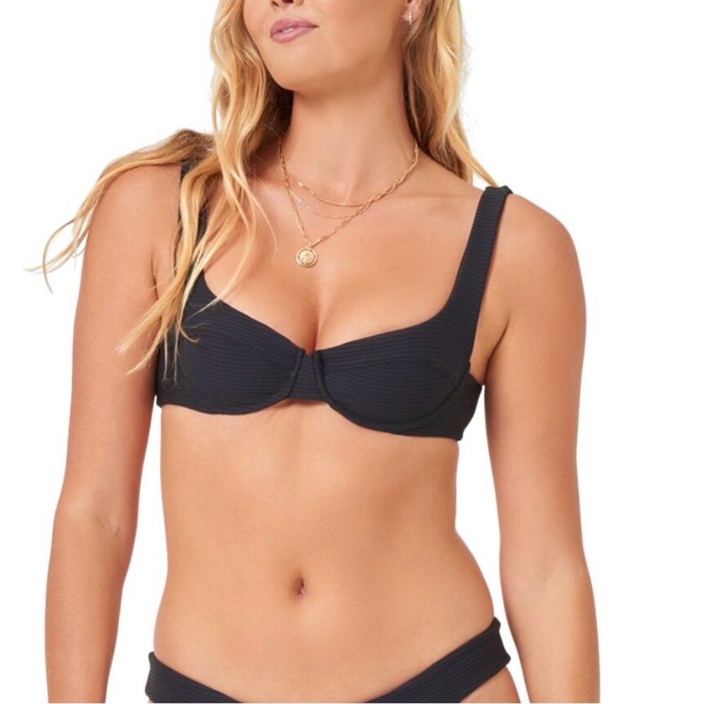 L*Space Nikita Bikini Top, Black, Medium, NWT